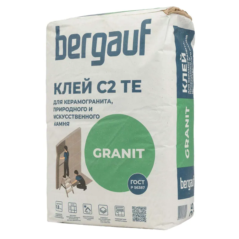 Клей плиточный Bergauf Granit для тяжелых плит С2ТЕ, 25 кг