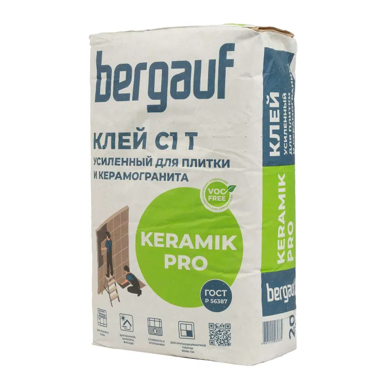 Клей плиточный Bergauf Pro Keramik С1Т, 20 кг