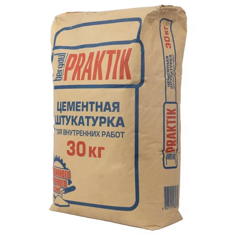 Штукатурка Бергауф Praktik цементная для внутренних работ 30 кг
